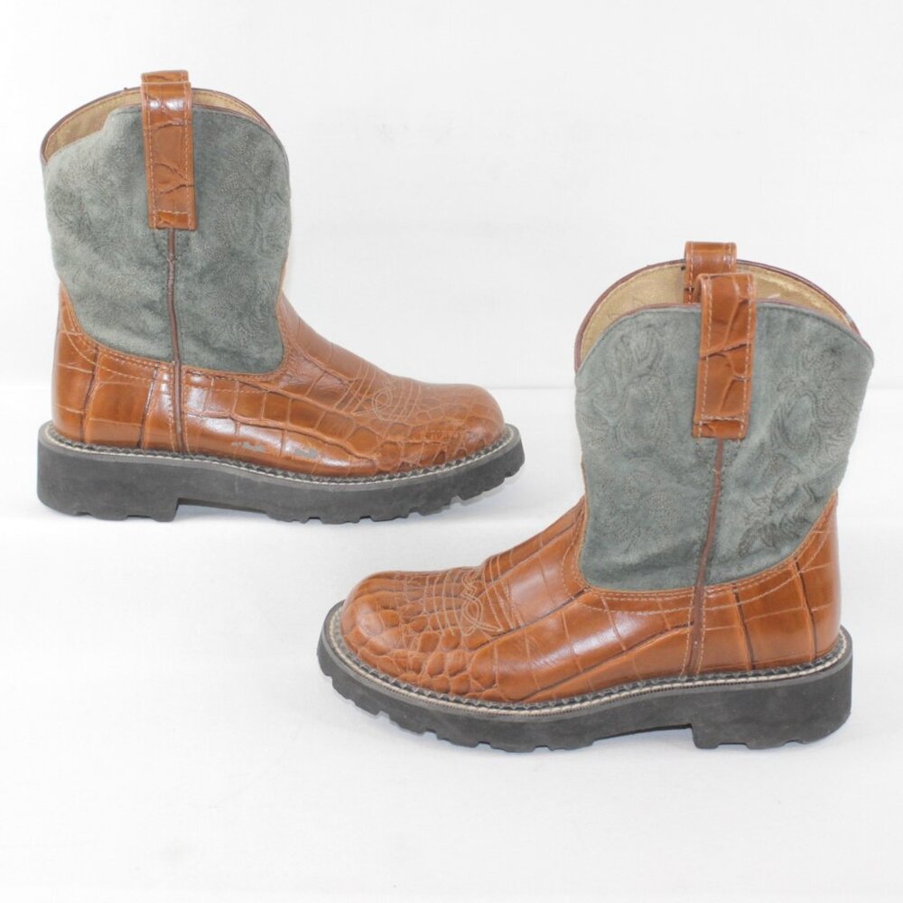 Ariat Style 14711 Green/Brown Cowgirl Western Pull On Boots Women's Size 7 1/2 B